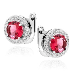 Cercei argint cu tortita si piatra rosie DiAmanti Z1072DER_RU-DIA (Argint 925‰ 4,2 g.)